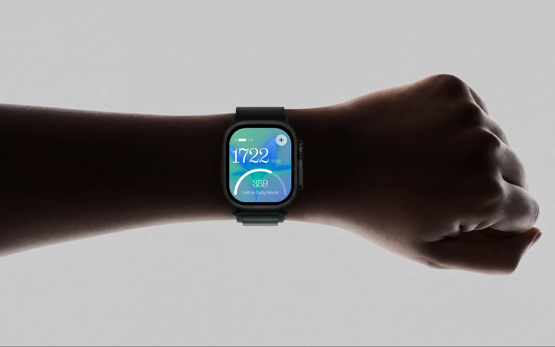 Genie watch app showing daily activity goal on wrist